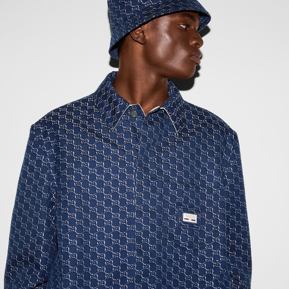 Cotton jacquard jacket with GG Shadow - 5
