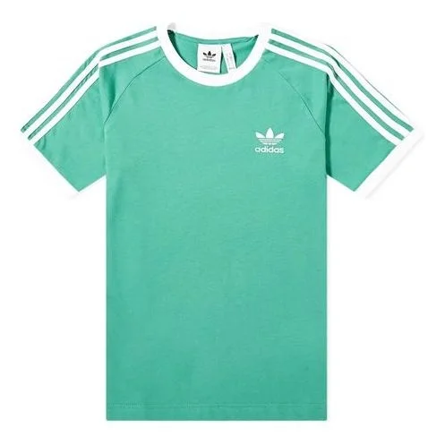 adidas originals 3-Stripes Tee Casual Round Neck Loose Logo Stripe Short Sleeve Green FM3771 - 1
