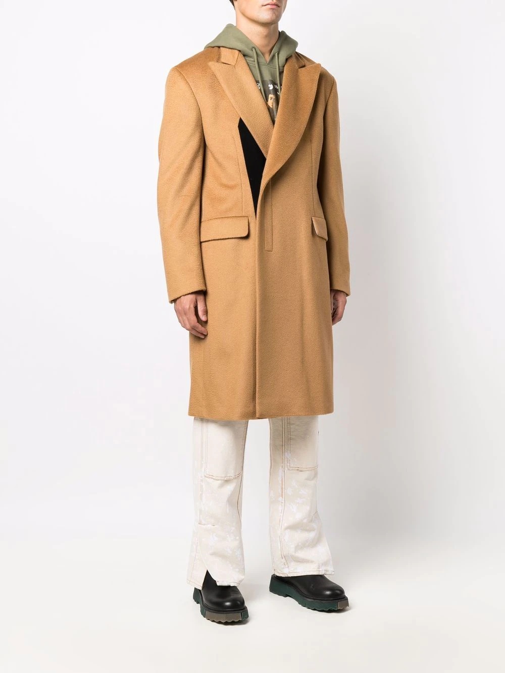 off-centre fastening coat - 3