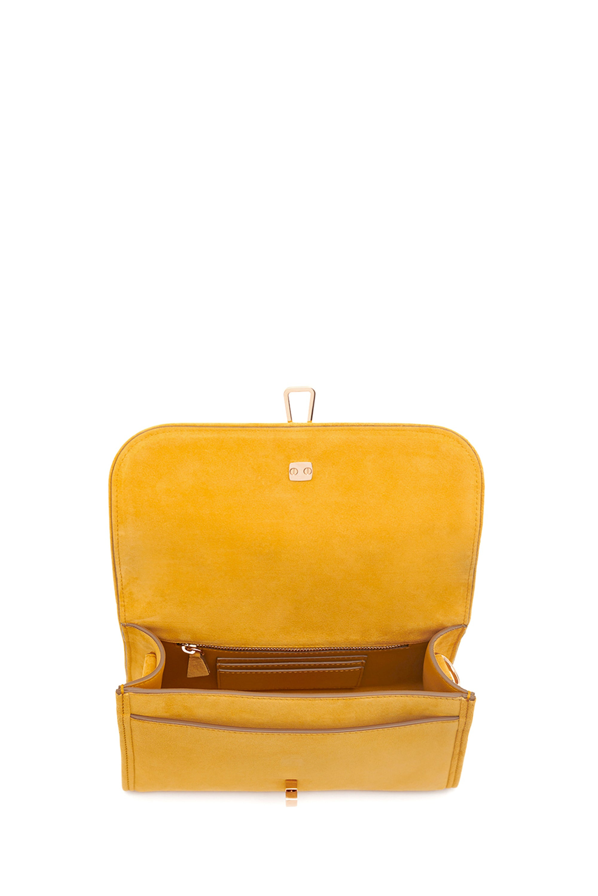 Small Leonora Flap Bag in Golden Birch Suede - 4