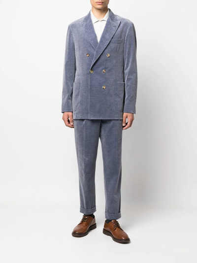 Brunello Cucinelli corduroy double-breasted suit jacket outlook