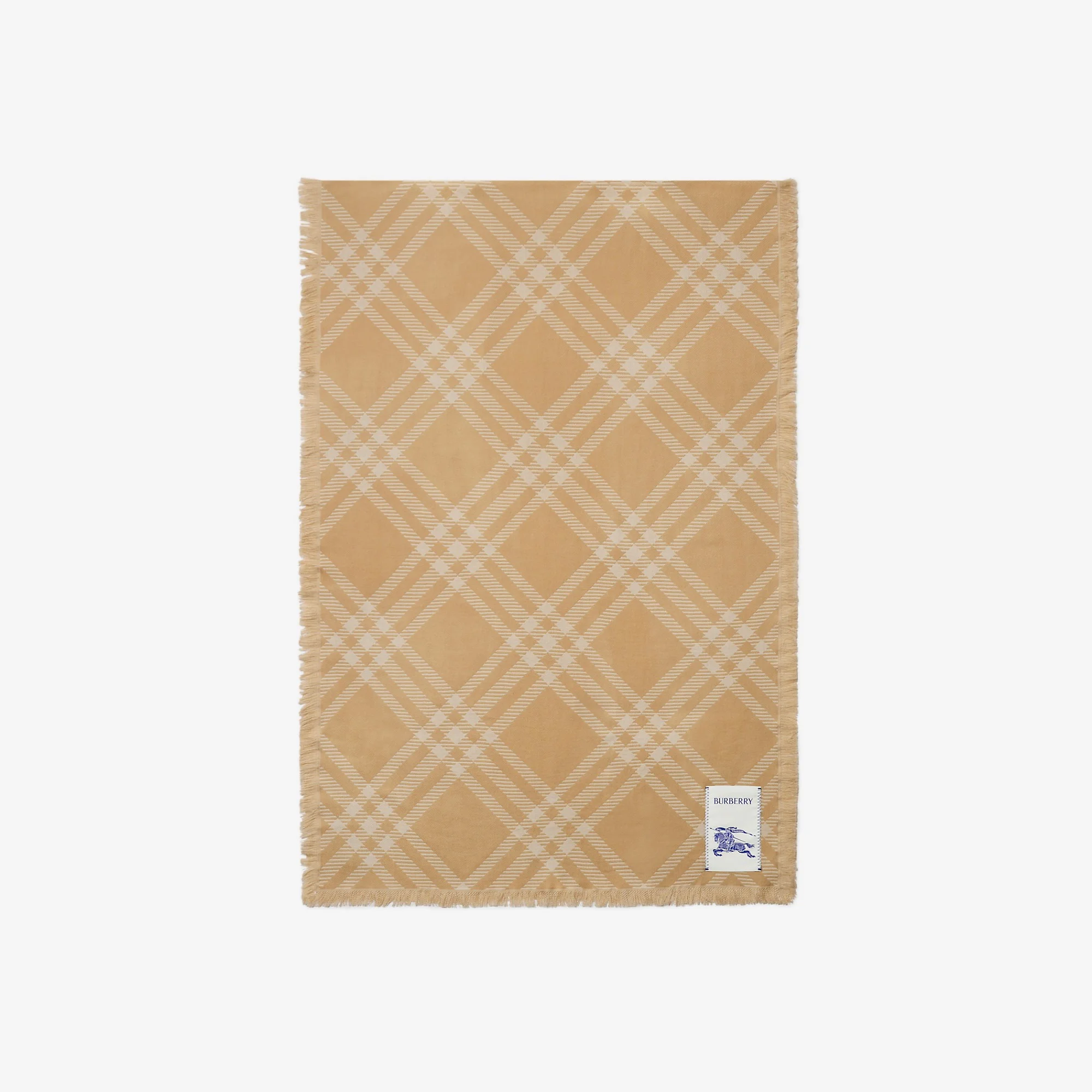 Wide Check Wool Silk Scarf - 1