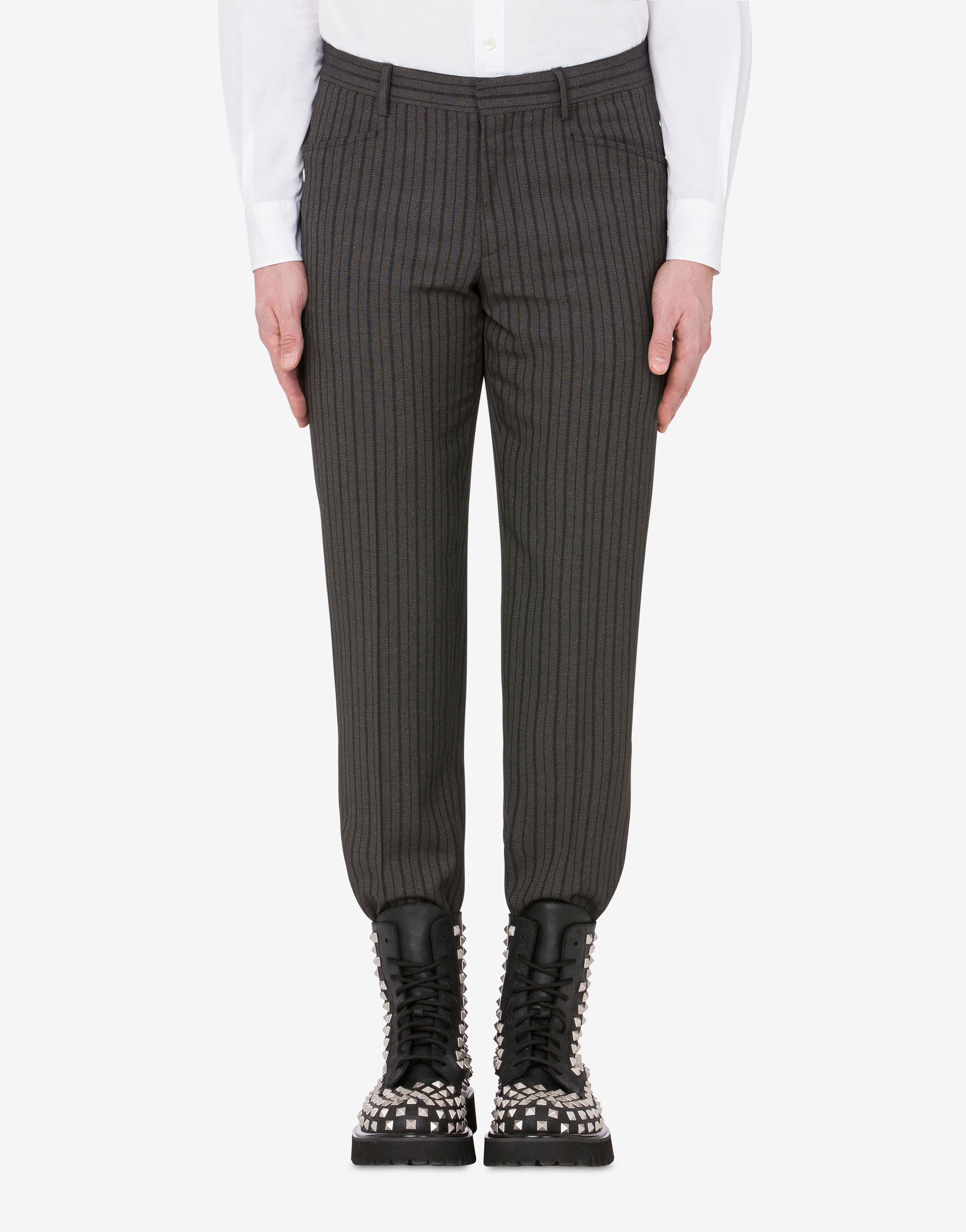 VISCOSE AND WOOL PINSTRIPE TROUSERS - 2