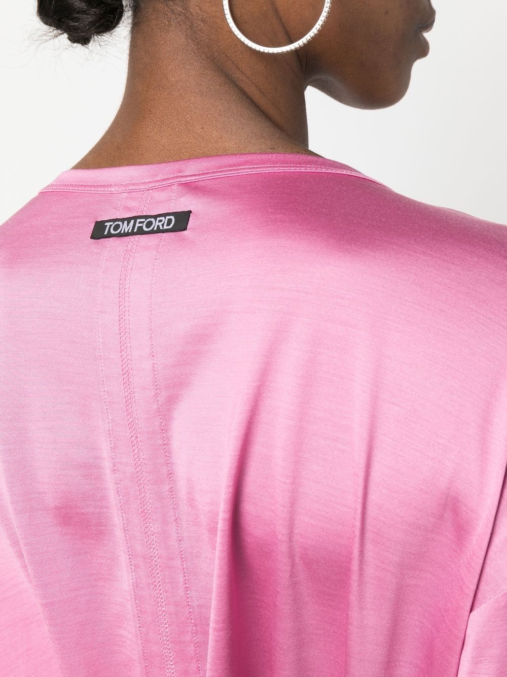 logo-patch short-sleeved silk T-shirt - 5