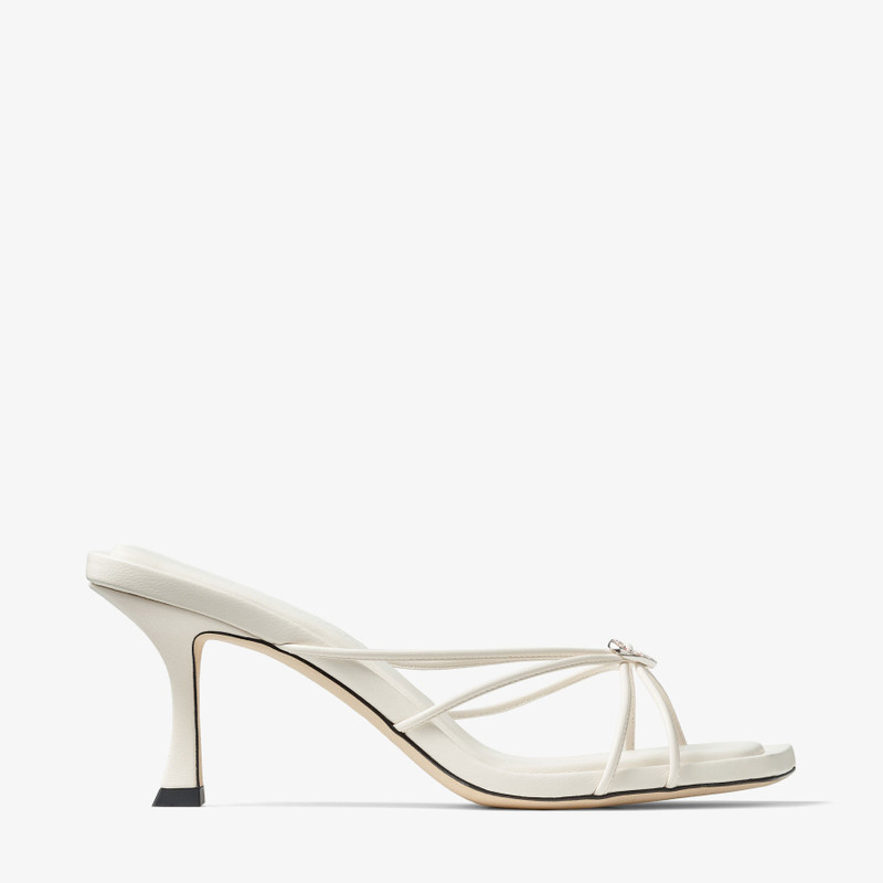 Indiya Mule 70 Latte Nappa Leather Mules with Crystal Hearts 1