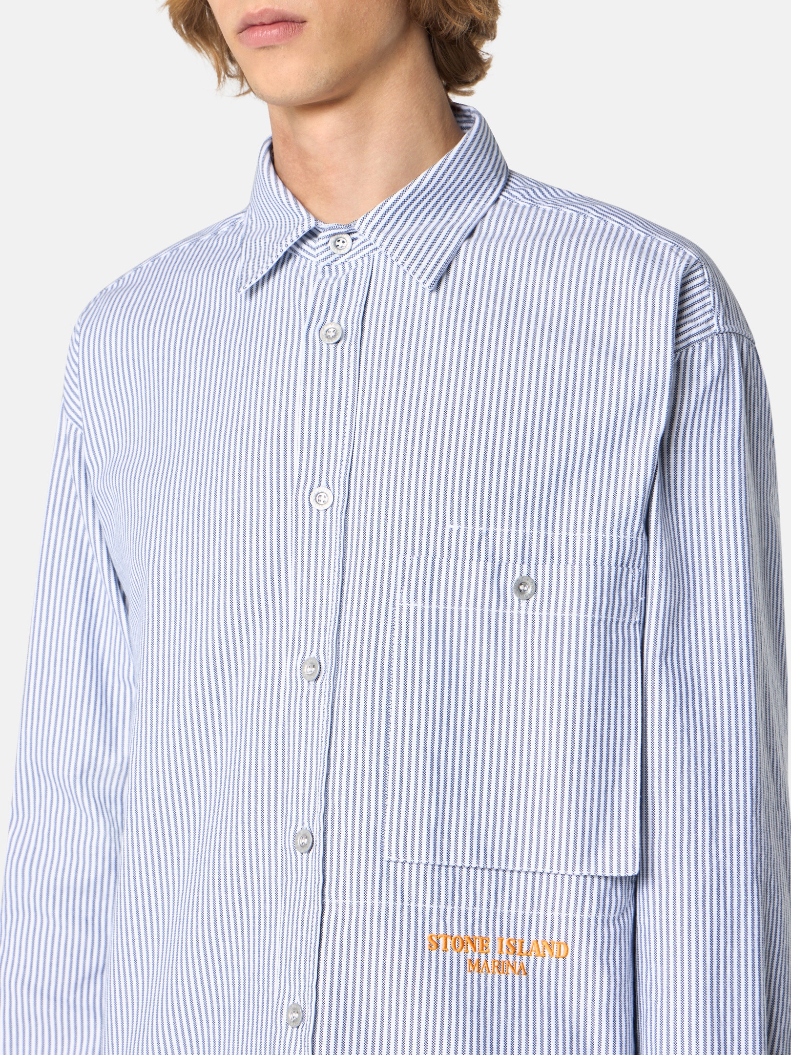 1100007 STRIPED OXFORD COTTON_STONE ISLAND MARINA - 4
