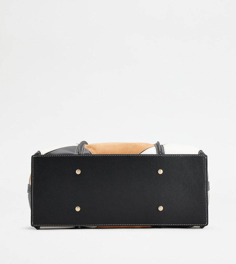 T TIMELESS SHOPPING BAG IN LEATHER MEDIUM - BROWN, BLACK, WHITE 3