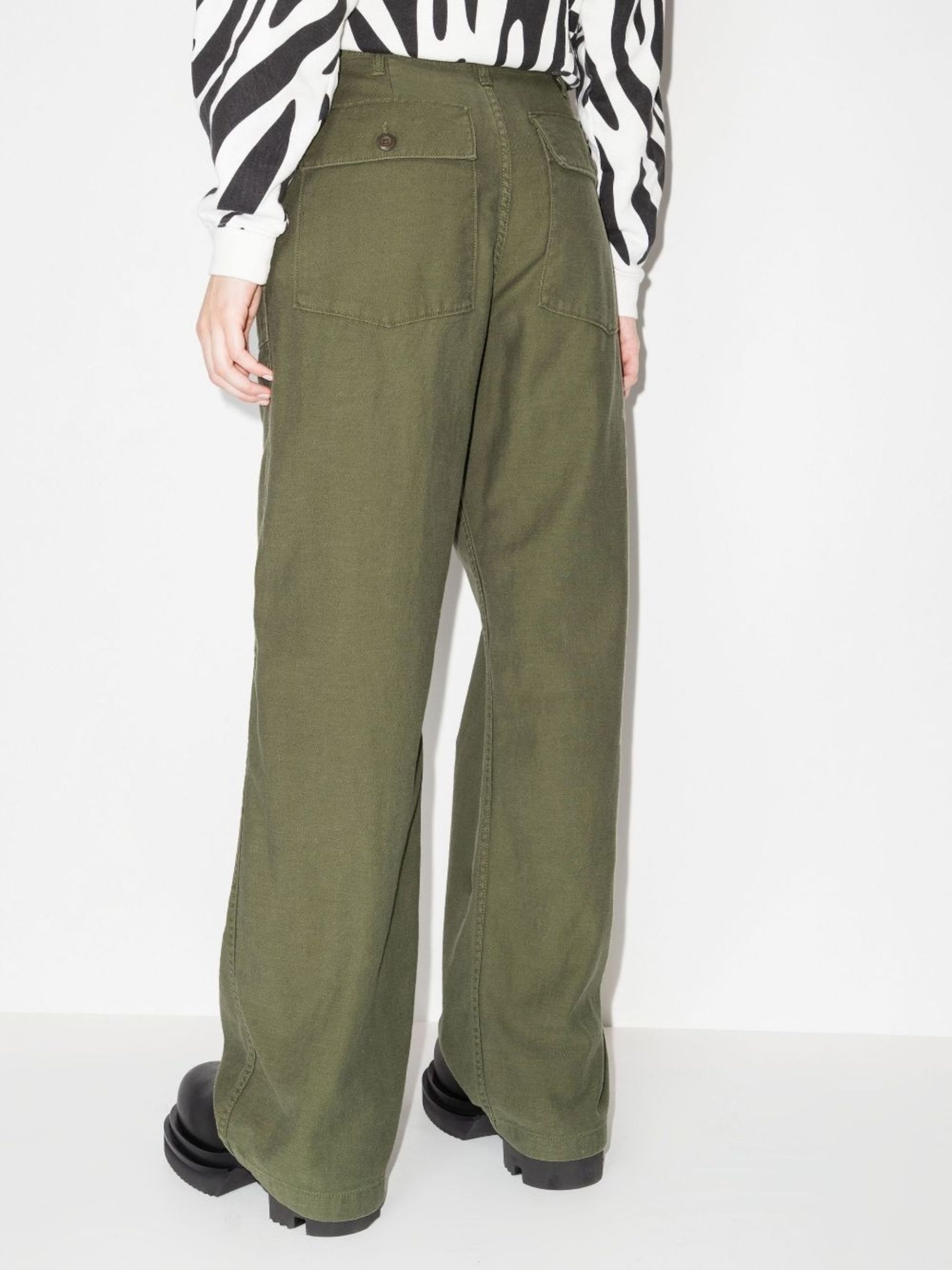 low-rise wide leg cotton trousers - 3