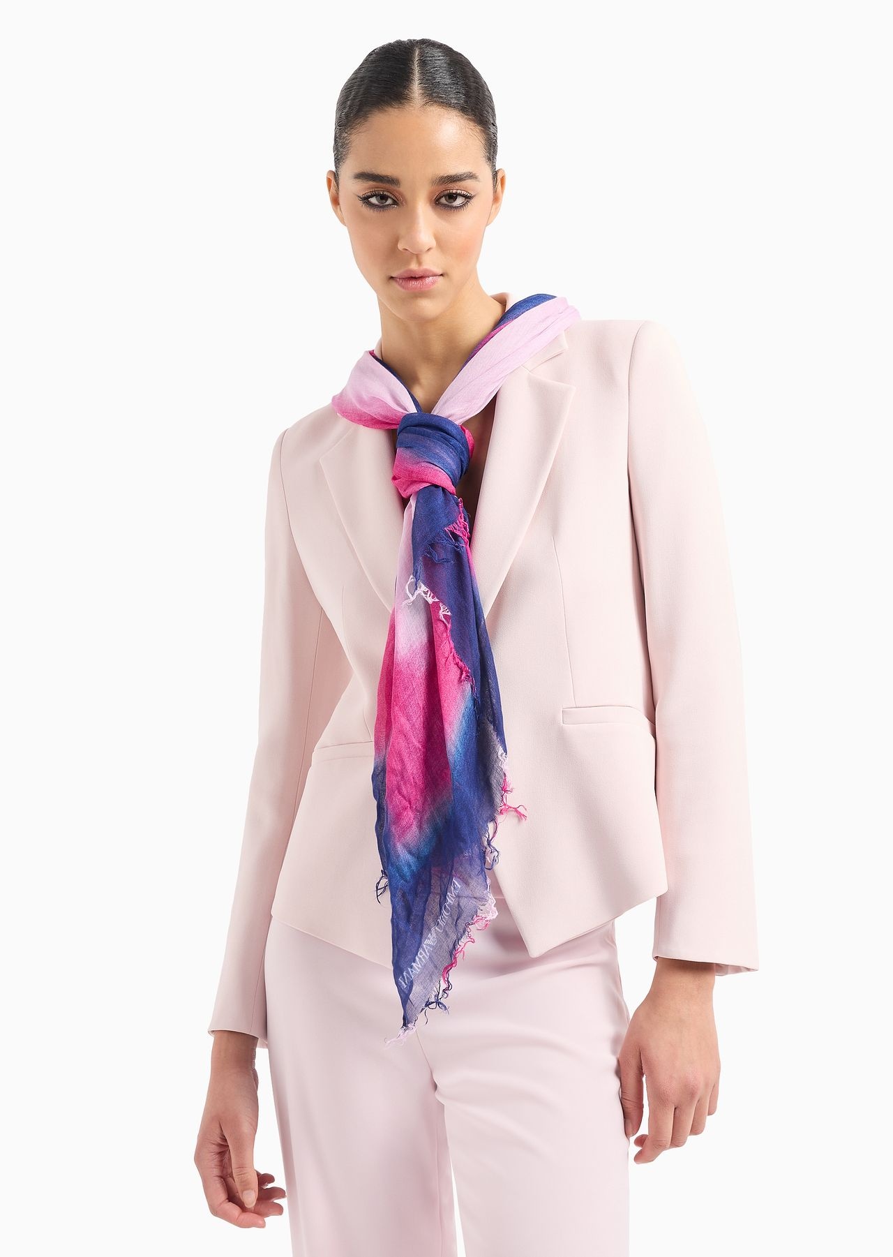 Silk-blend modal stole with multicoloured frame print - 3
