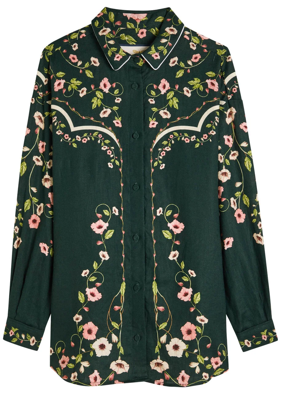 Agua BY Agua Bendita Tota Mosquetero Floral-print Linen Shirt - 1