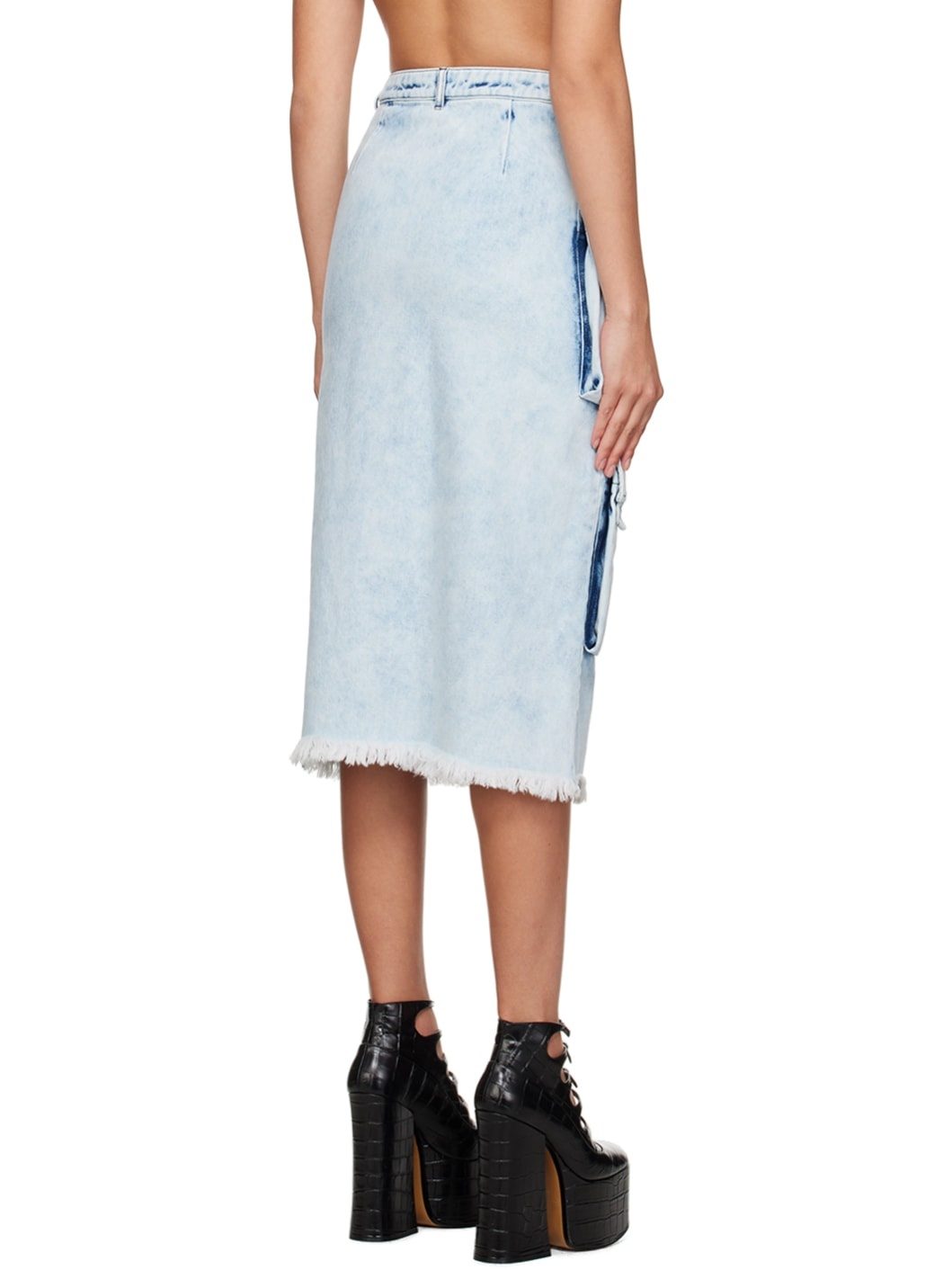 Blue Multipocket Midi Skirt - 3