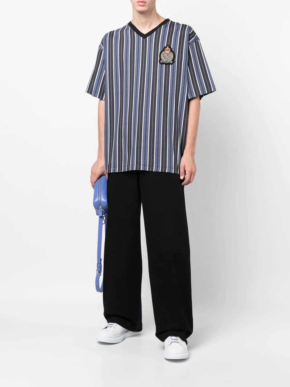logo-patch striped T-shirt - 2