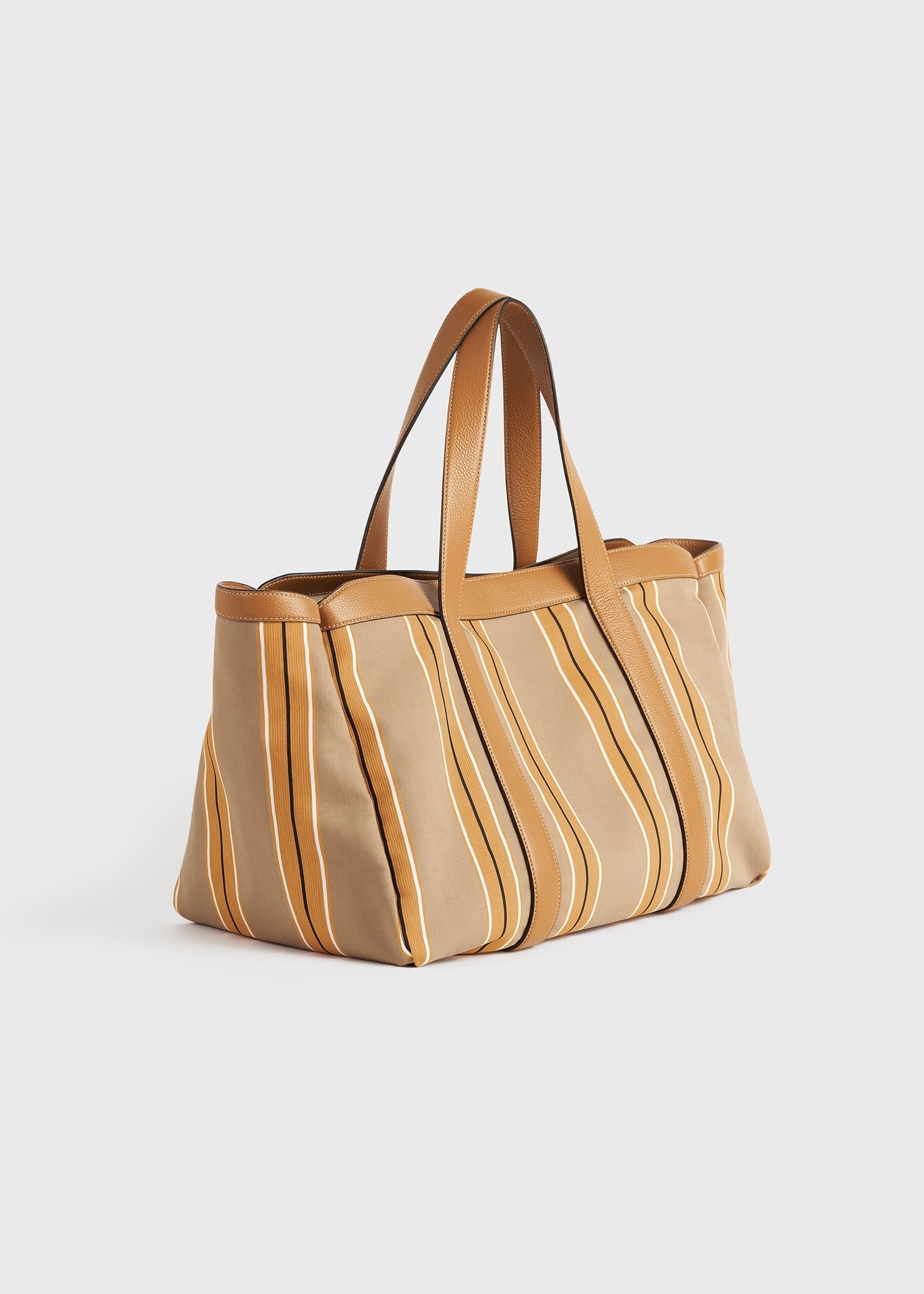 Striped canvas tote caramel/cornsilk - 7