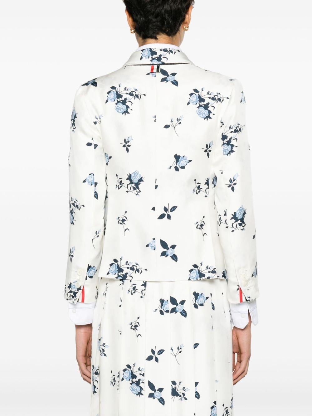 floral-print silk blazer - 4