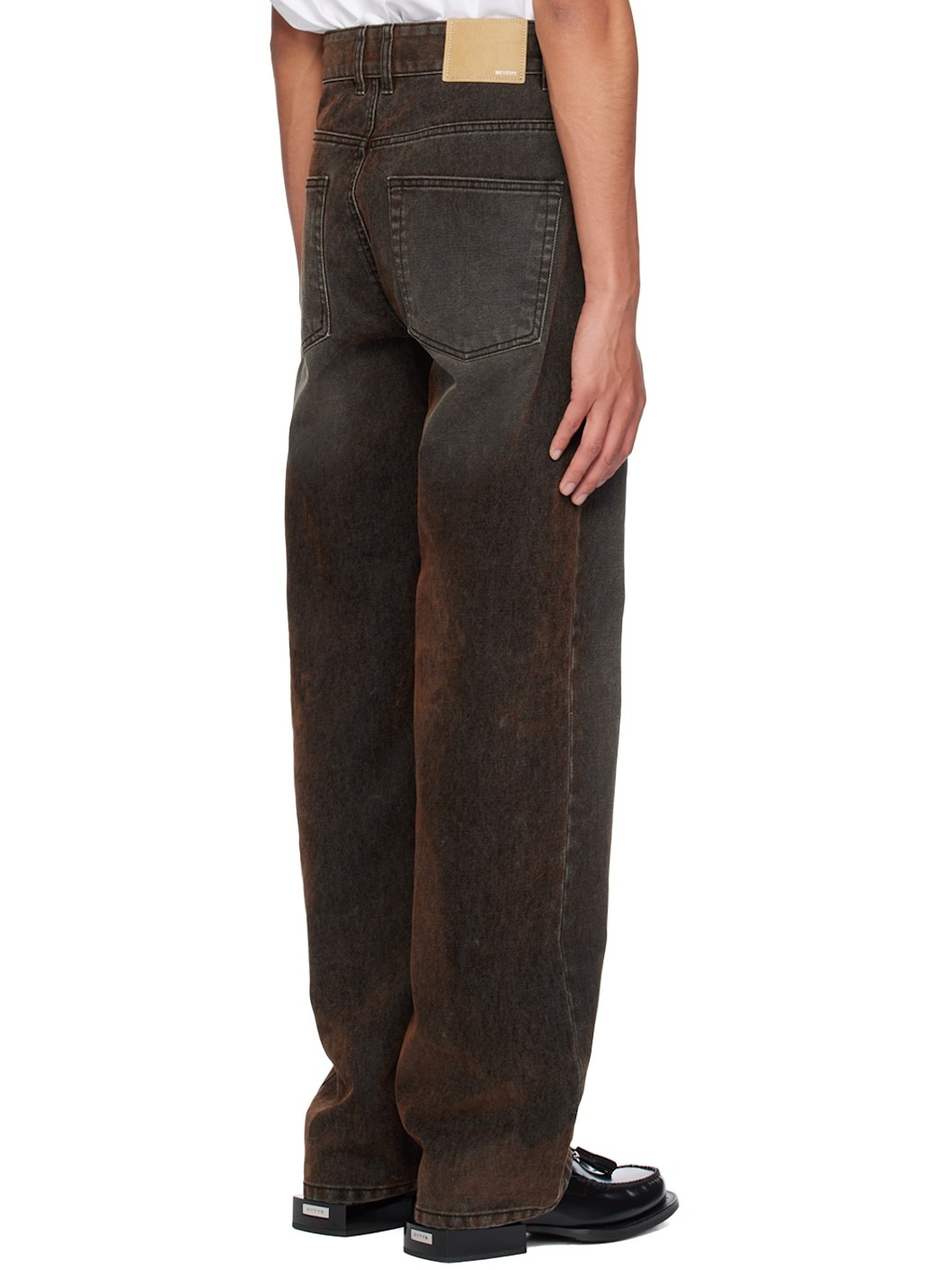 Brown Flocked Jeans - 3