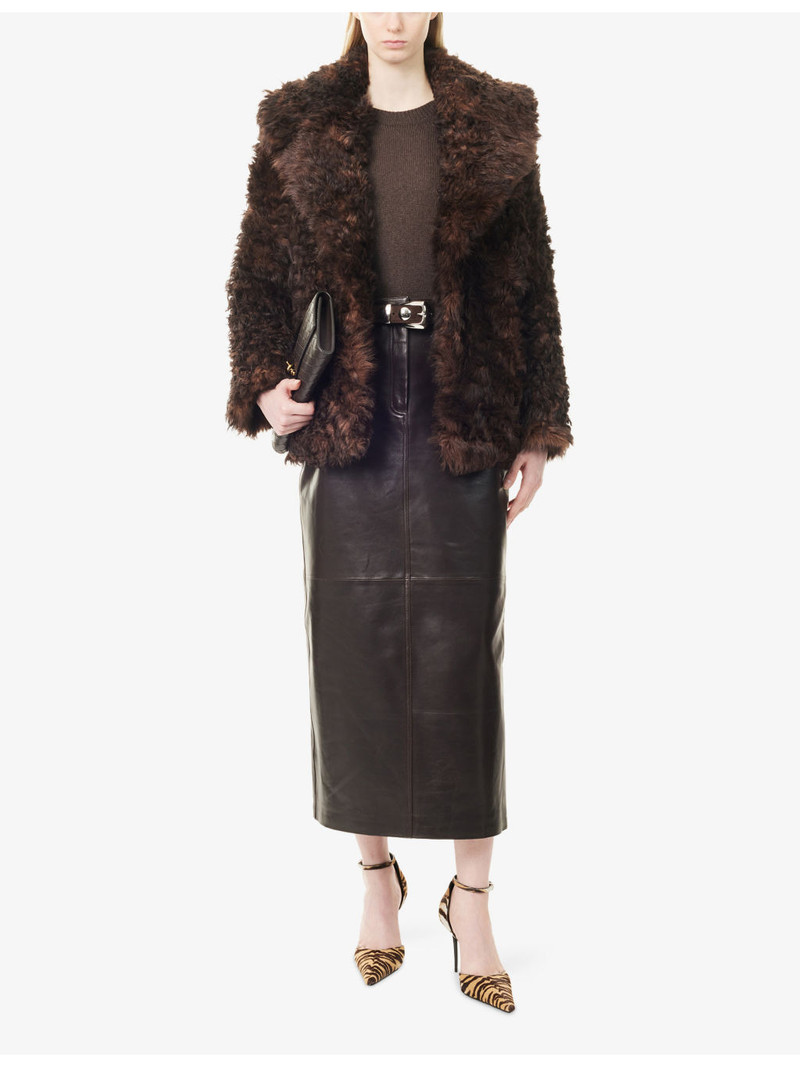 NOUR HAMMOUR Ghalia Pencil Leather Midi Skirt outlook