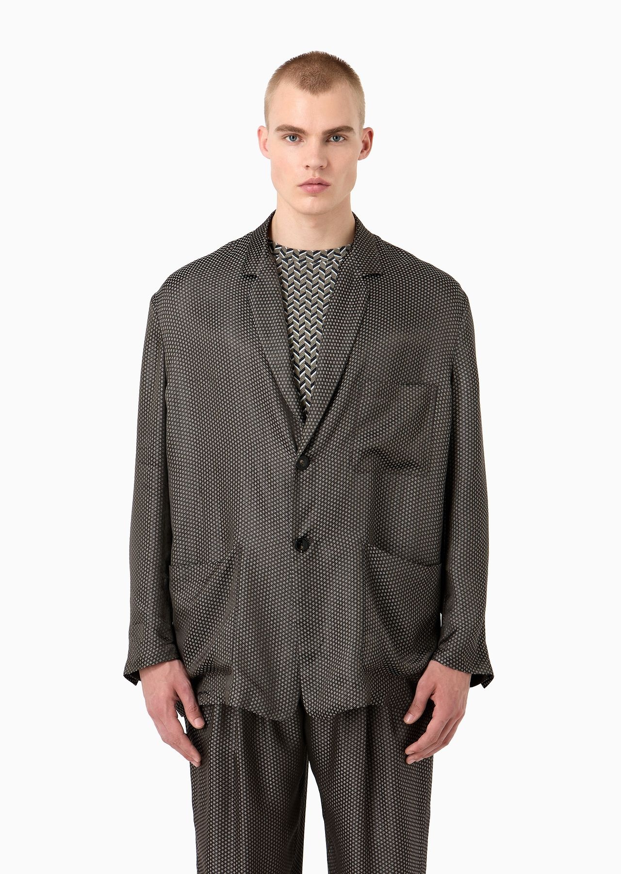 Single-breasted viscose-blend jacquard jacket - 2