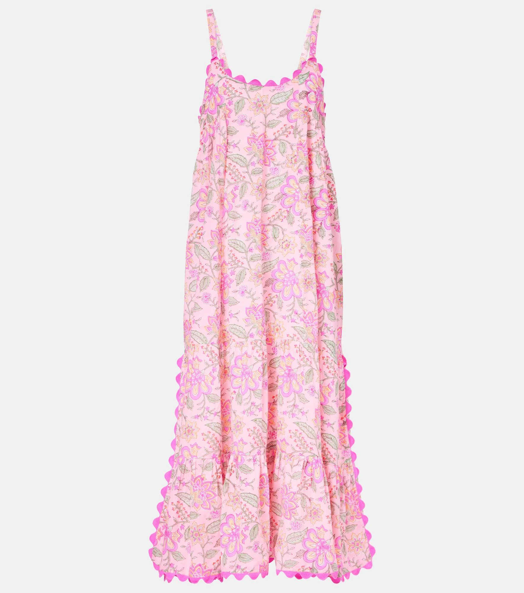 Floral printed cotton maxi dress - 1