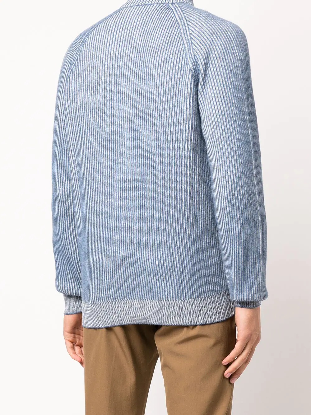 ribbed-knit zipped cashmere jumper - 4