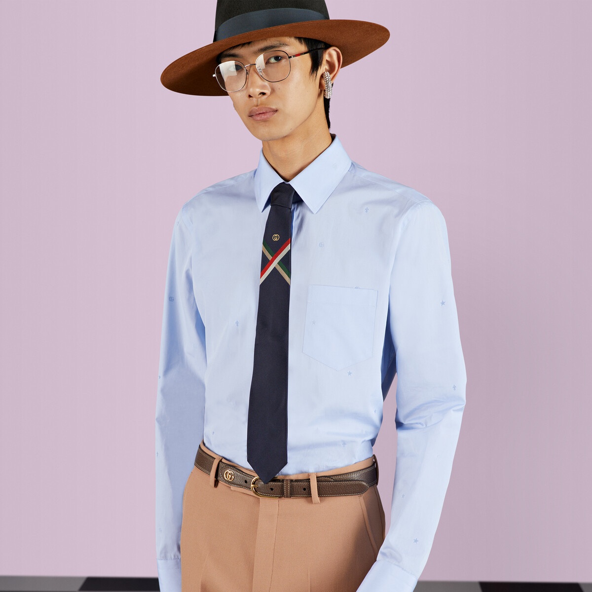Silk tie with Interlocking G - 3