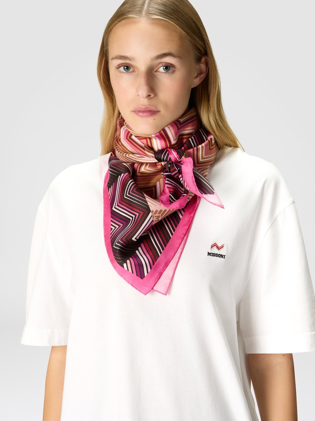 Patchwork print silk scarf - 3