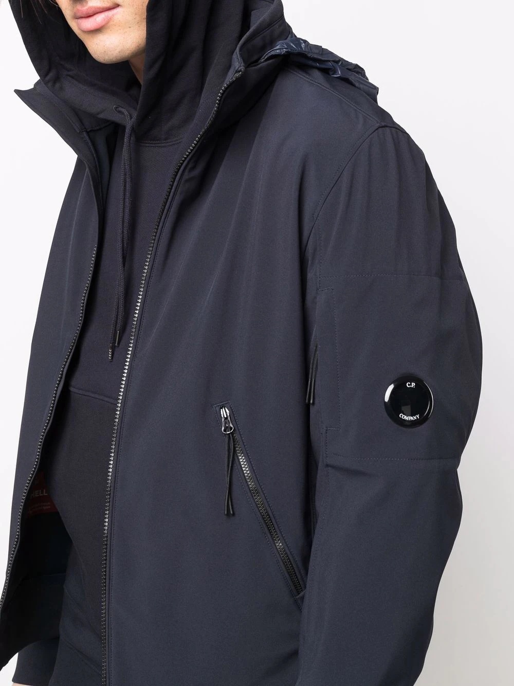 concealed-hood zip-up jacket - 5