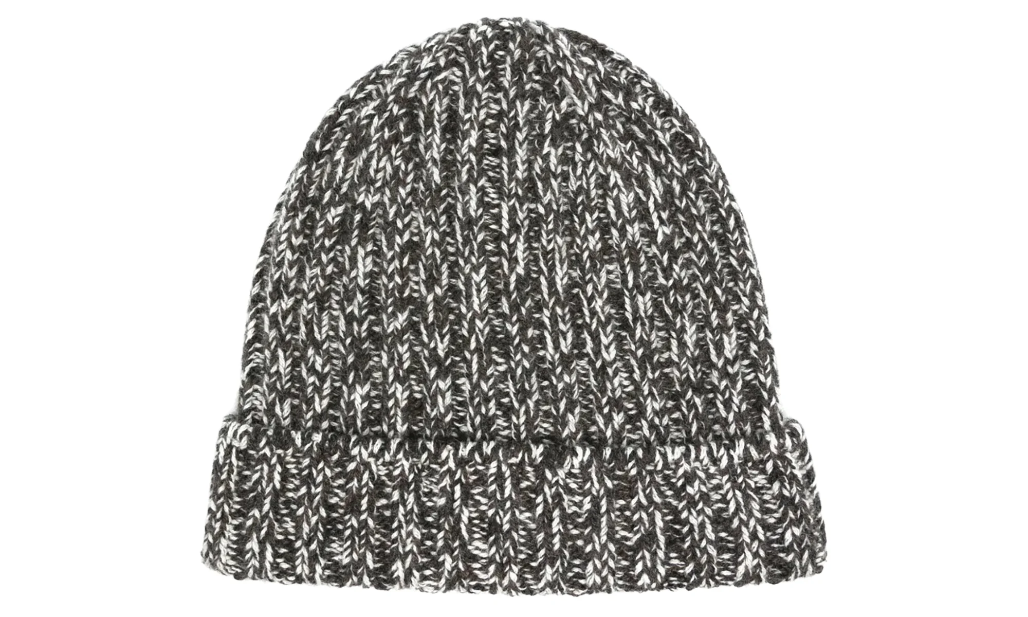 Two-Tone Cashmere Knit Beanie "Charcoal and White" BRUN070 - 1