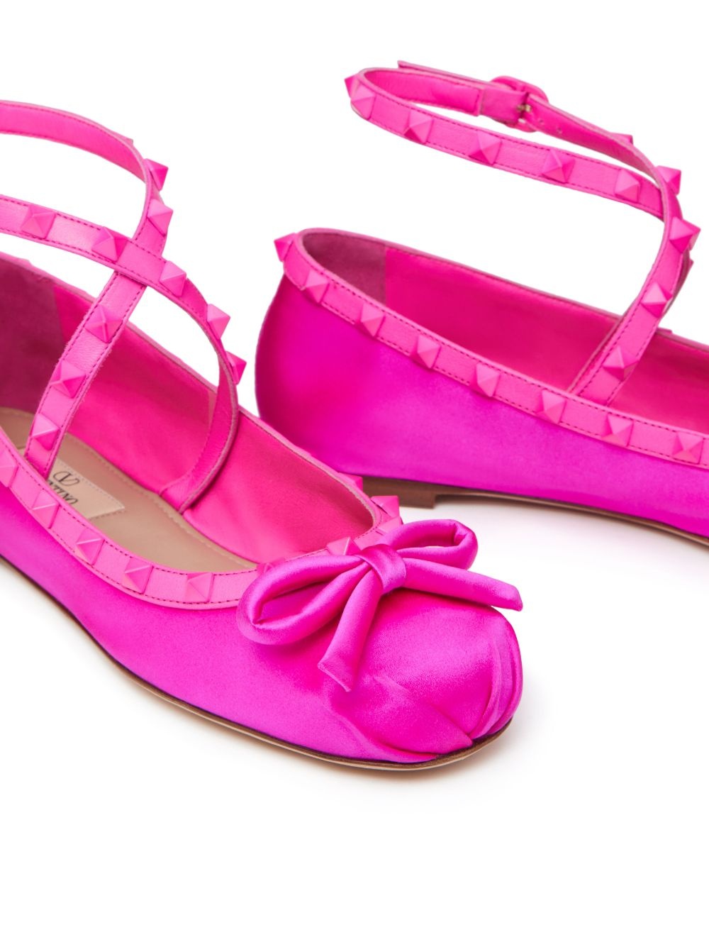 Rockstud-strap satin ballerinas - 5