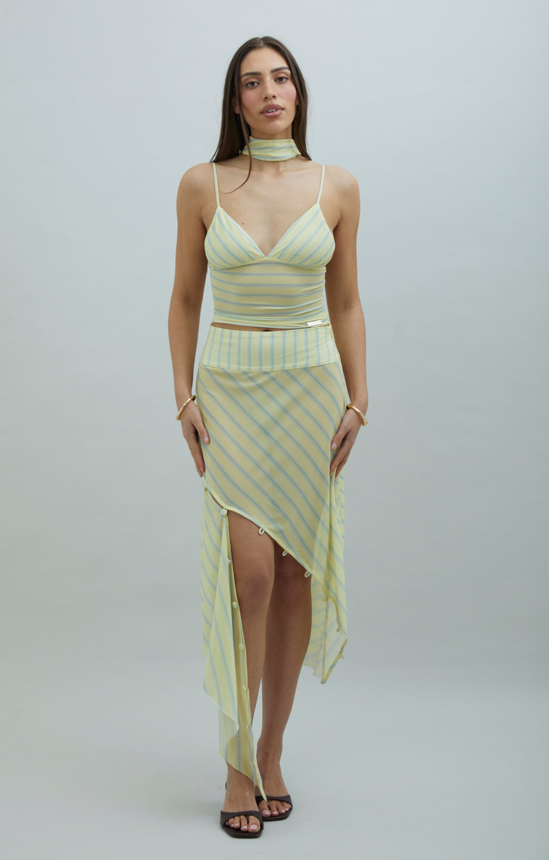 House of Sunny STRIPED MESH ASYMMETRIC SKIRT outlook