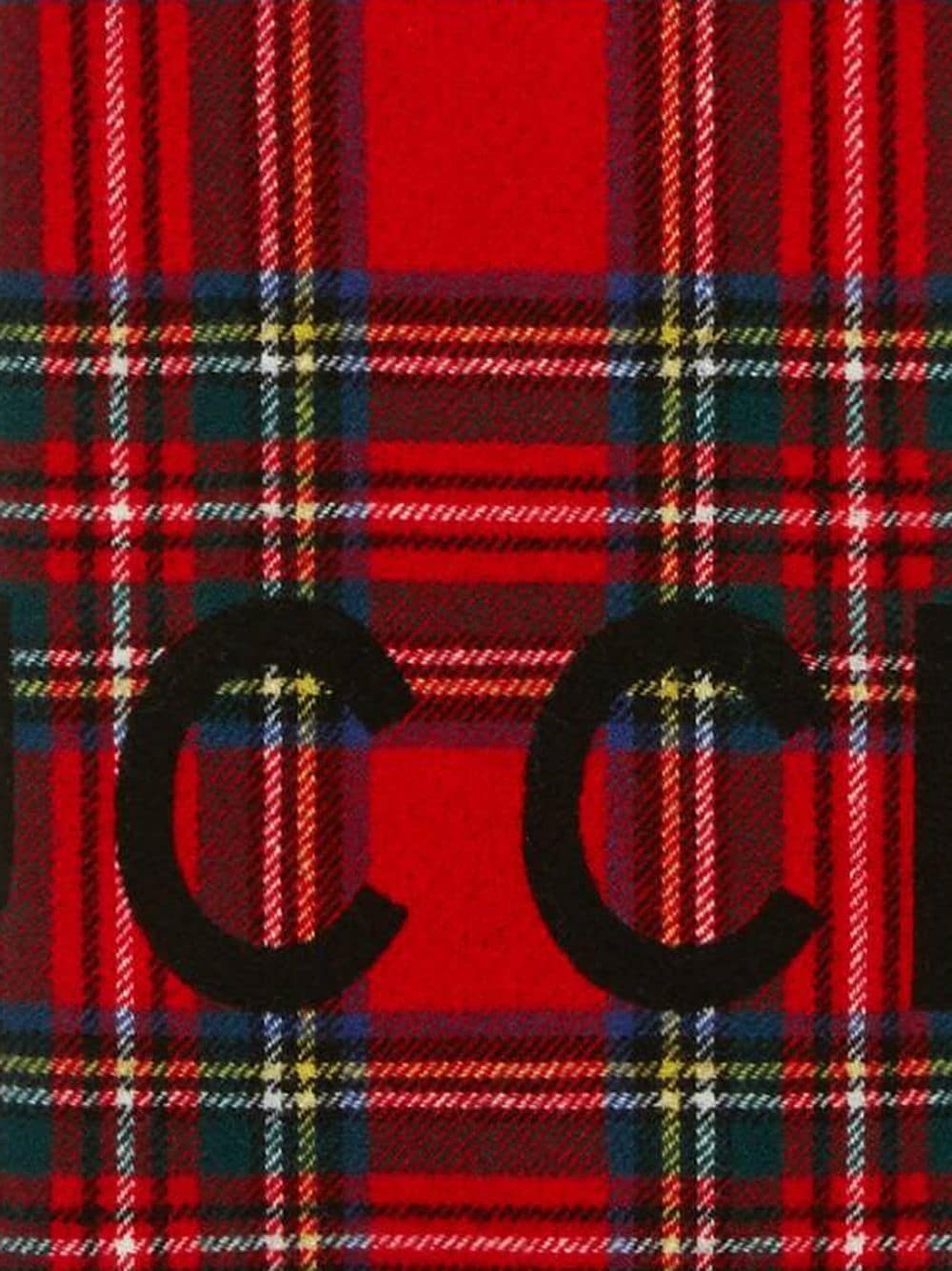 tartan print logo scarf  - 3