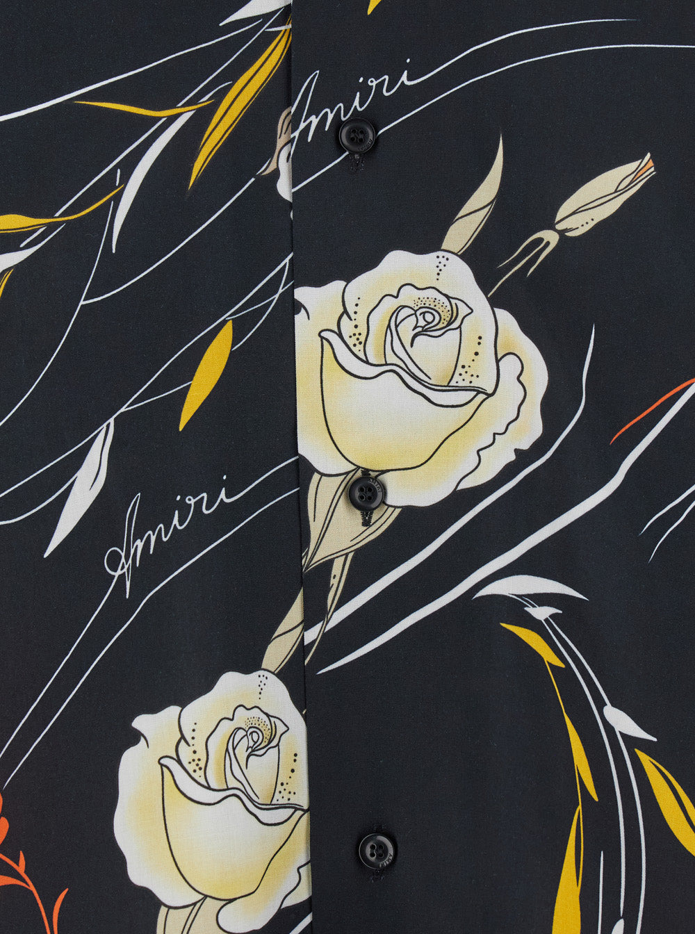 Amiri Men Black Bowling Shirt With Cuban Collar And All-Over Floral Motif In Viscose Man - 3