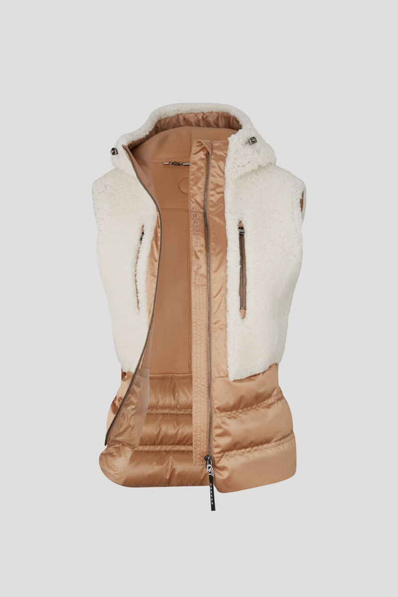 Katia Lambskin waistcoat in Off-white/Camel 8