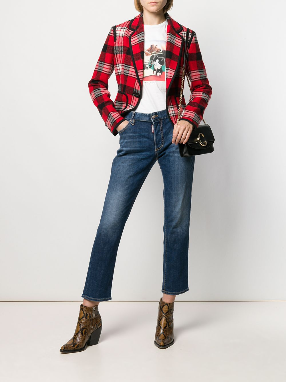washed cropped jeans - 2
