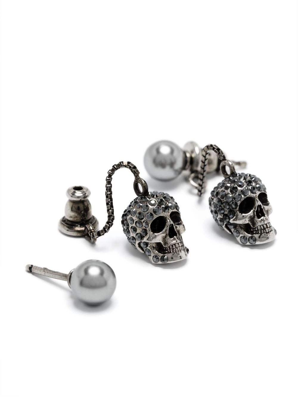 skull embellished drop earrings - 3