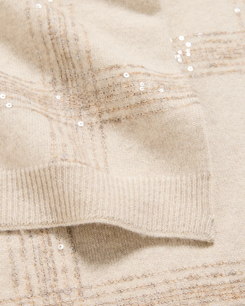Brunello Cucinelli Sequined Check Wool Cashmere Scarf outlook