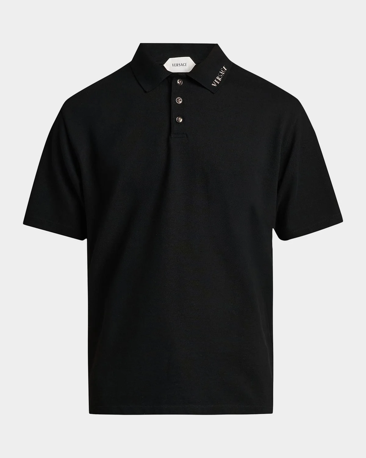 Men's Piquet Medusa Buttons Cotton Polo Shirt - 1