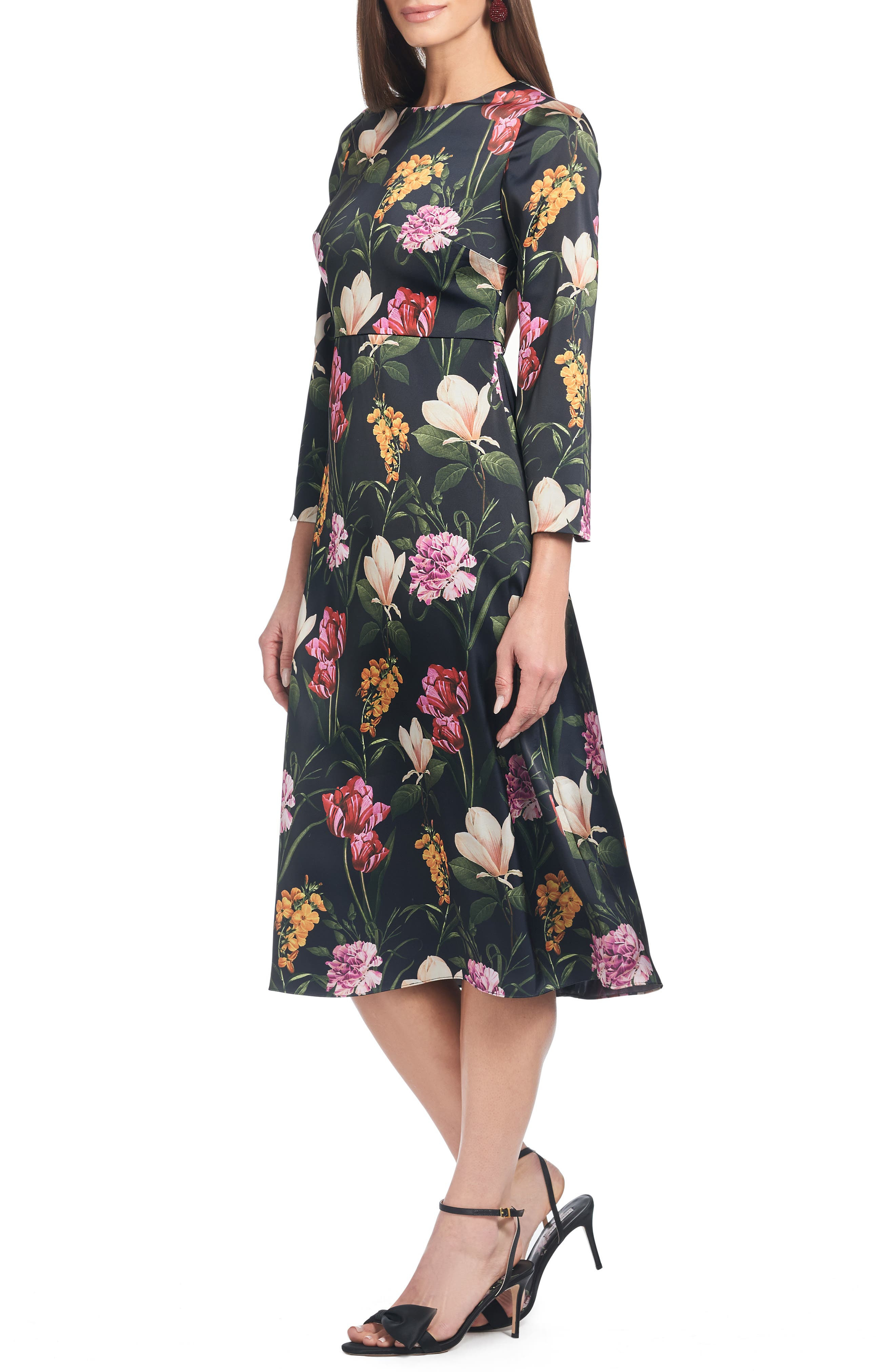 Sachin & Babi Alexa Floral Satin Cocktail Dress in Dark Midnight Bouquet at Nordstrom - 3