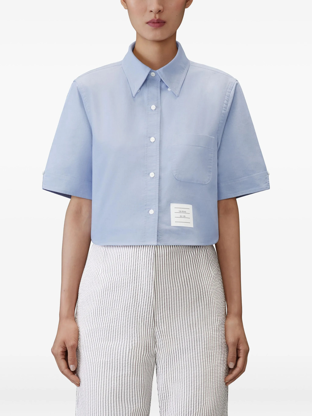 Oxford Cropped Short Sleeve Shirt Women - 3