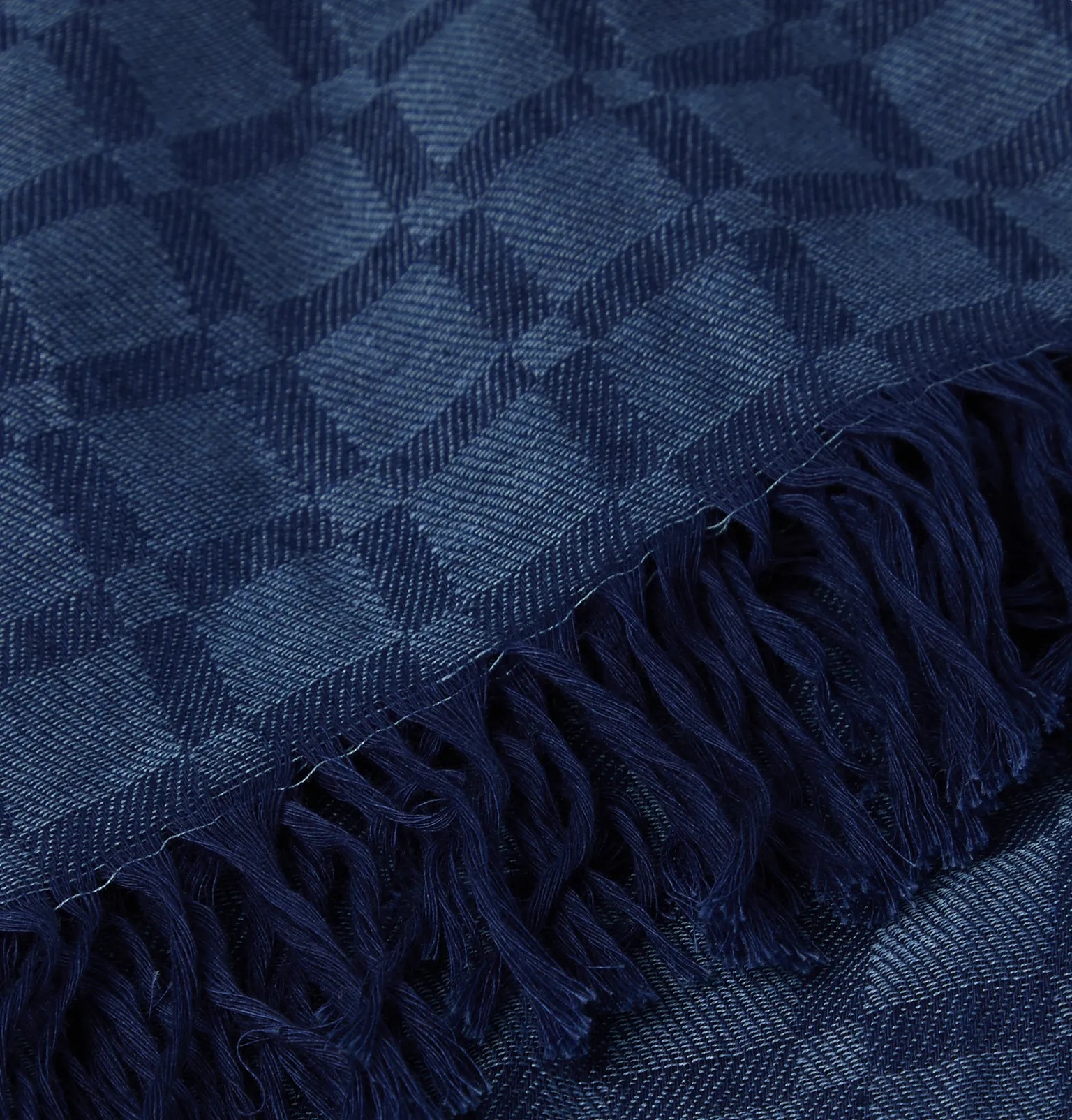 Indigo-Dyed Cotton-Dobby Scarf - 6