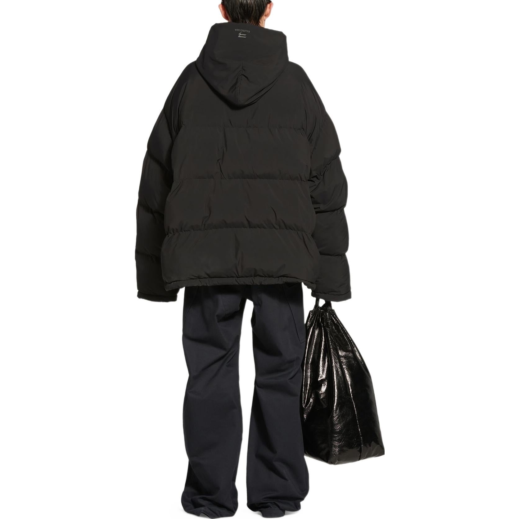 Balenciaga Sporty B Pull-Over Hooded Puffer Jacket 'Black' 720156-TNO45-1000 - 3
