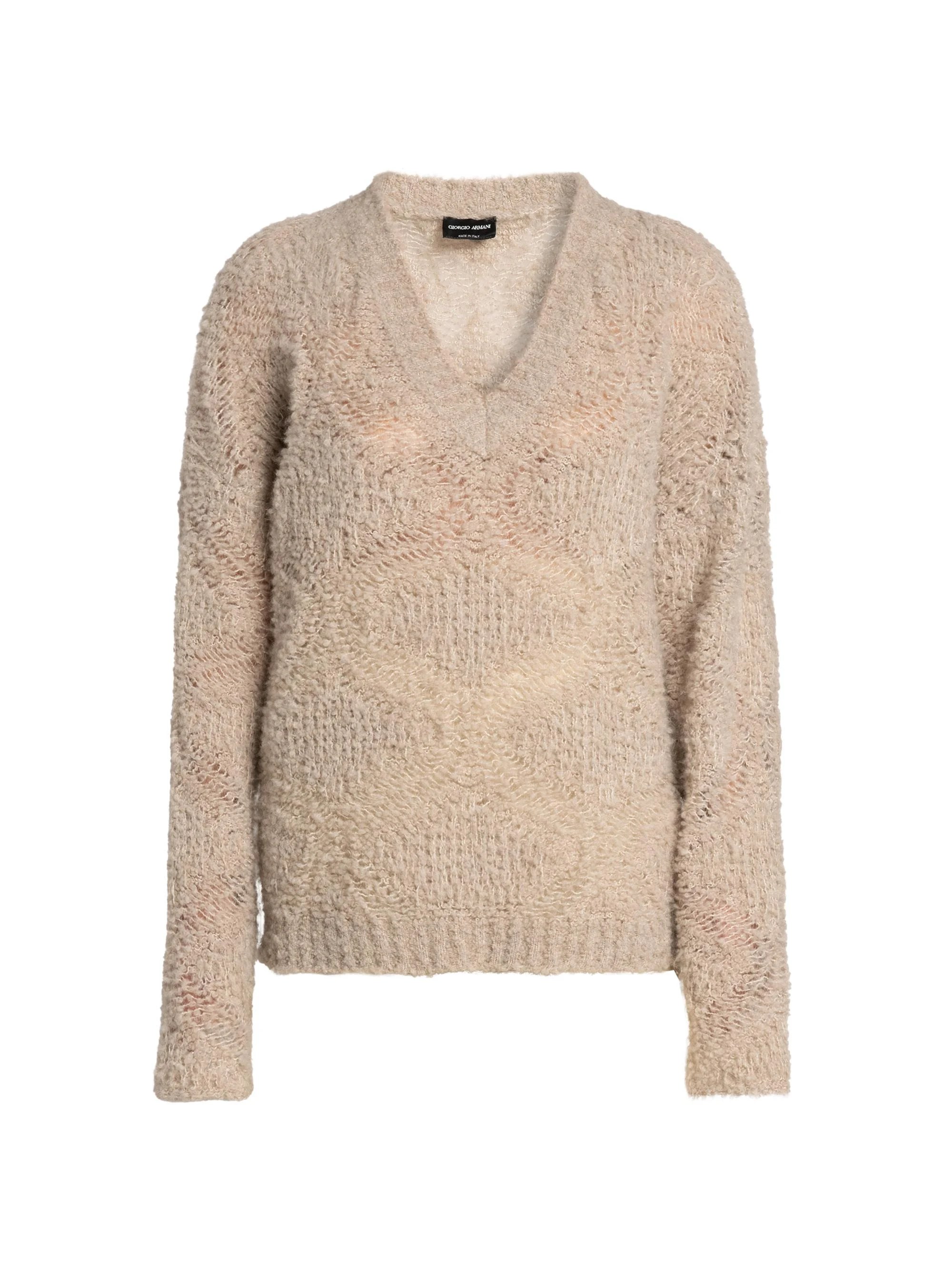 Women's Textured V-Neck Sweater - Pure Cashmere - 1