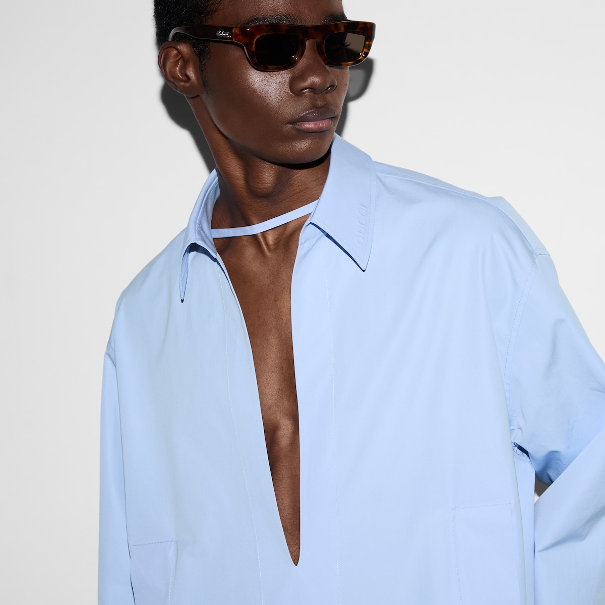 Embossed cotton poplin shirt - 5
