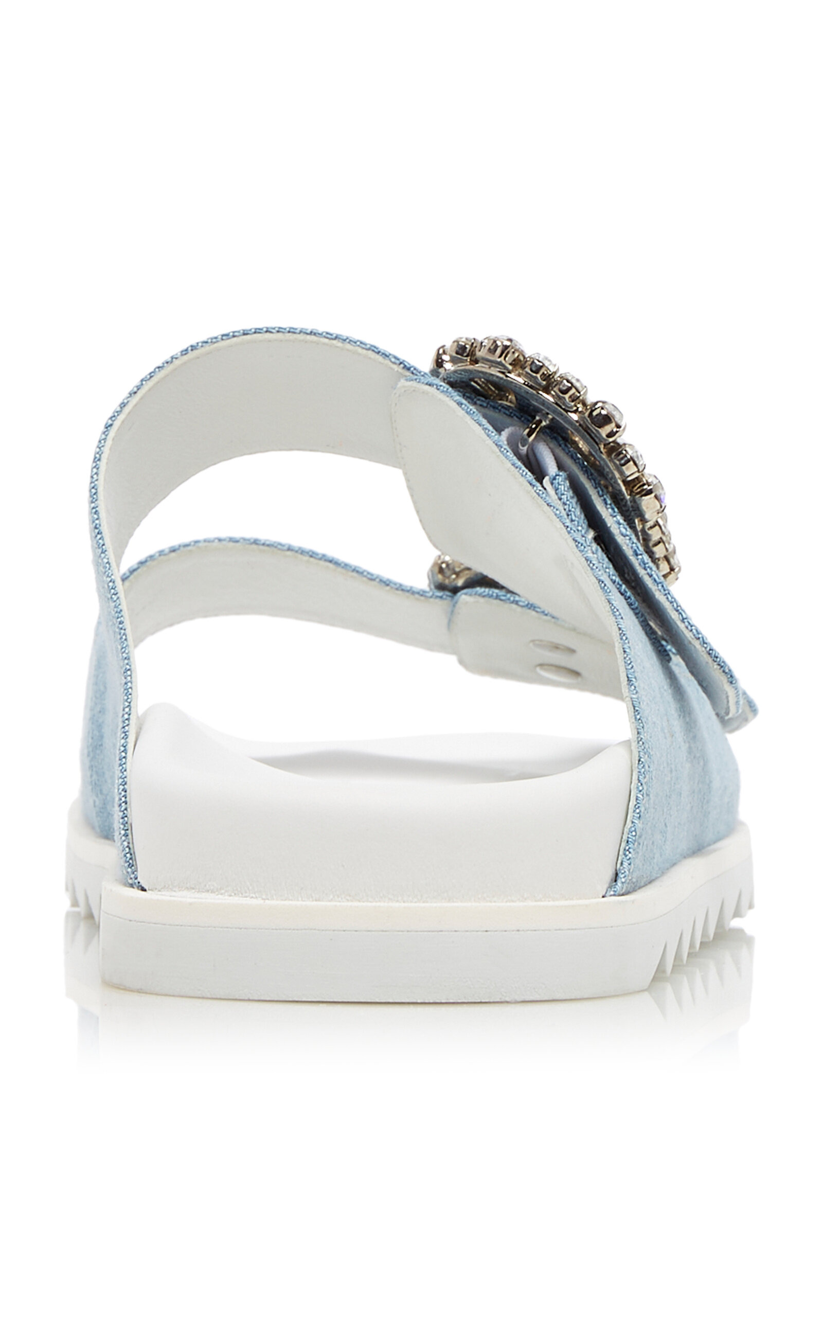 Slidy Viv' Buckle-Embellished Denim Sandals blue - 4