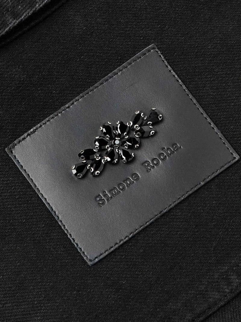 Simone Rocha puff-sleeve embellished denim jacket outlook