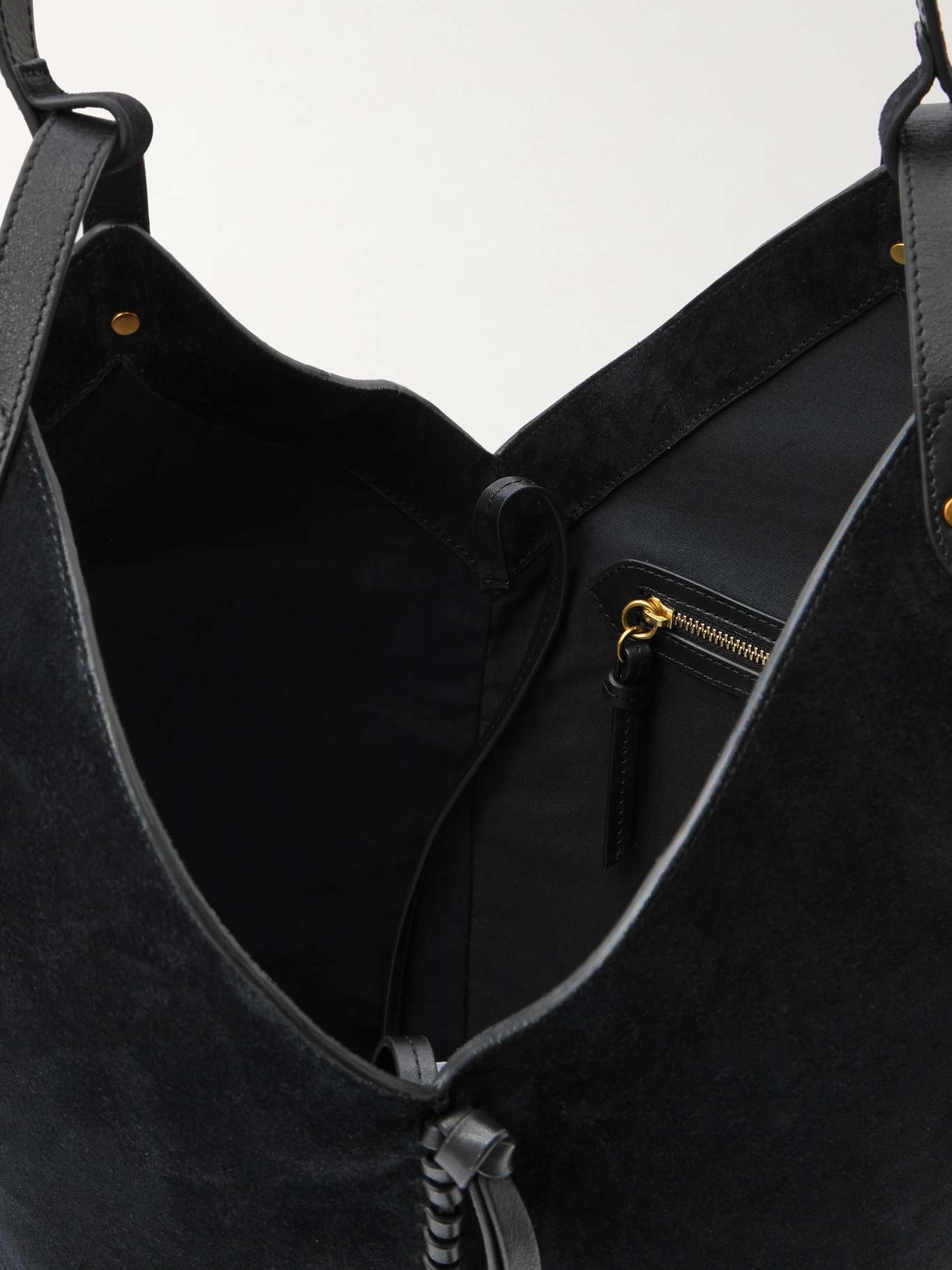 25E Tampa leather-trimmed suede tote Black - 5