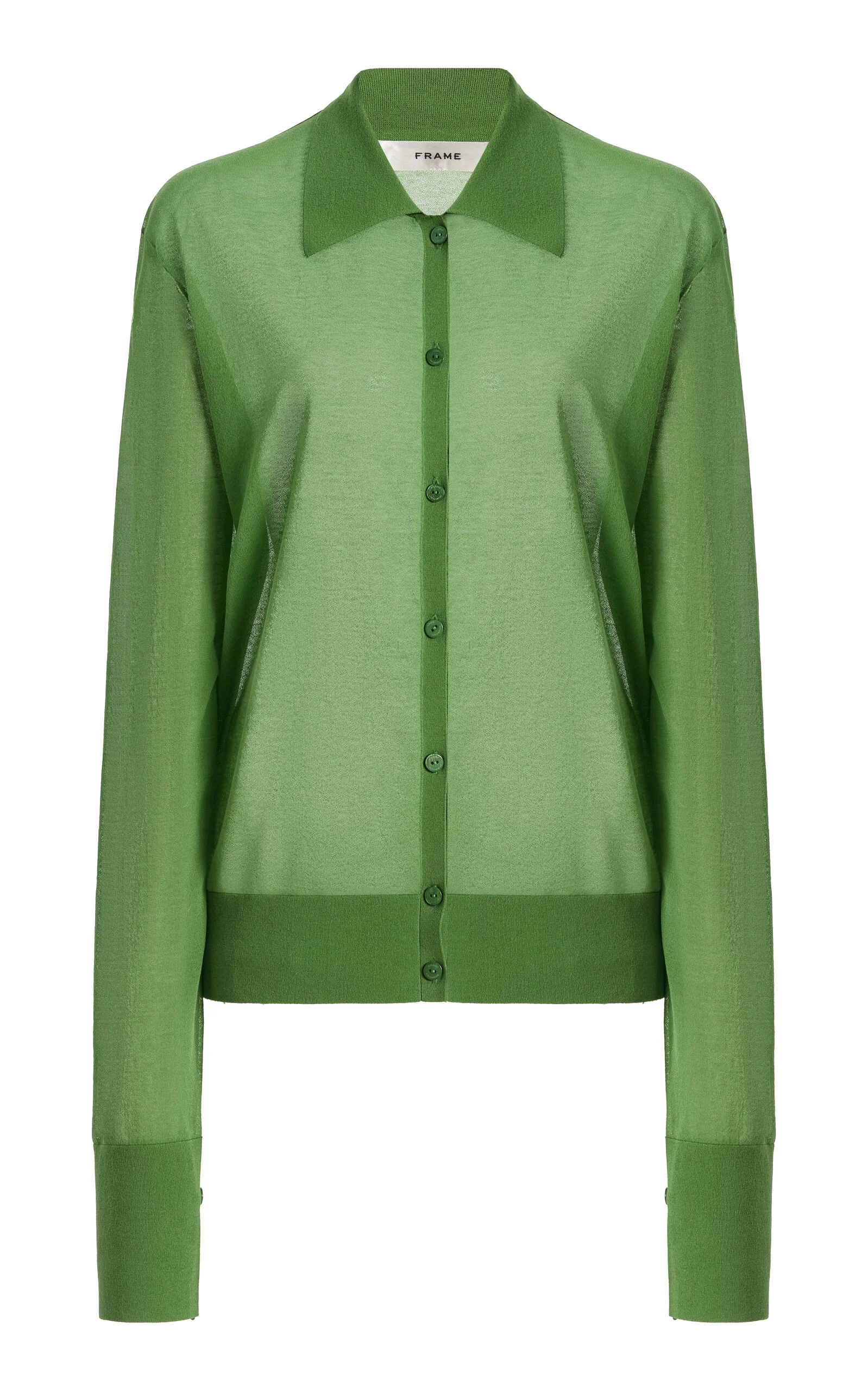 The Collared Cotton-Blend Cardigan green - 1