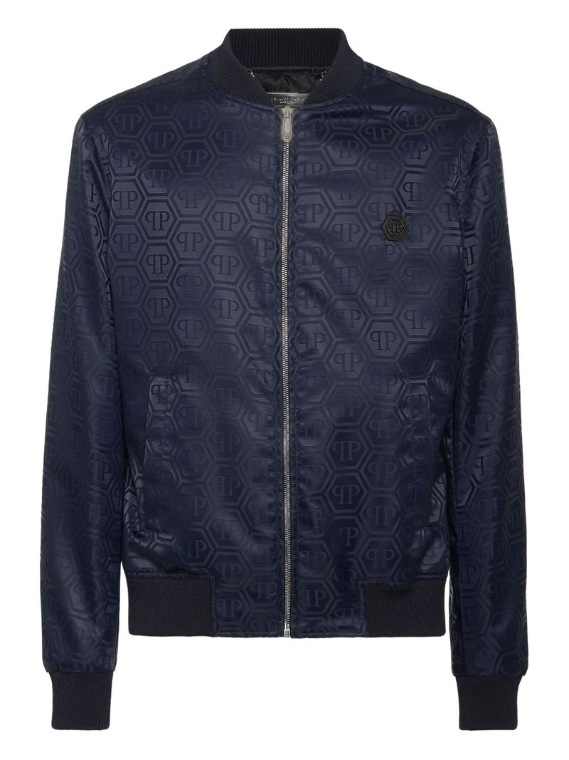 monogram-pattern bomber jacket 1