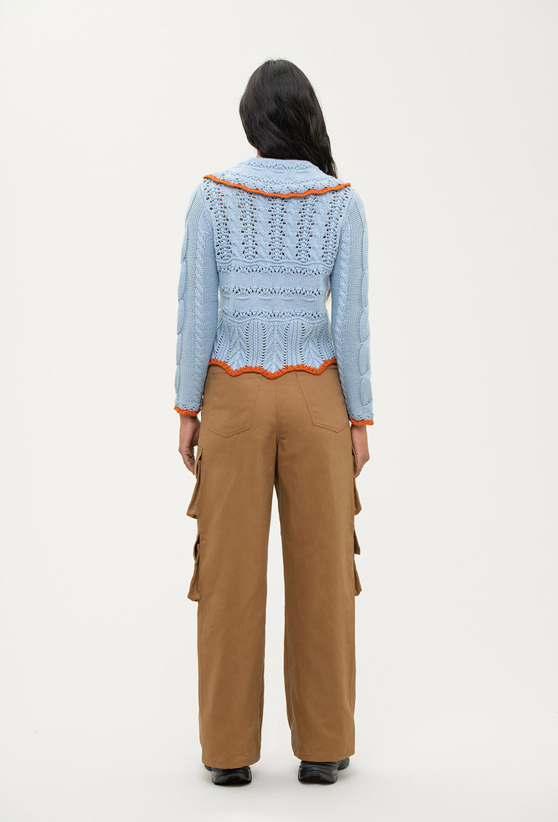 Trixie Cardigan - China Blue/Rust 6