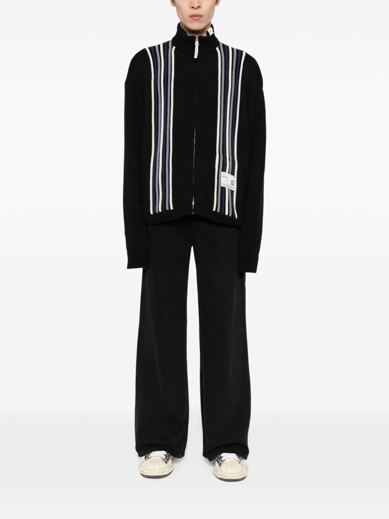 Maison MIHARAYASUHIRO stripe-detail high-neck cardigan outlook
