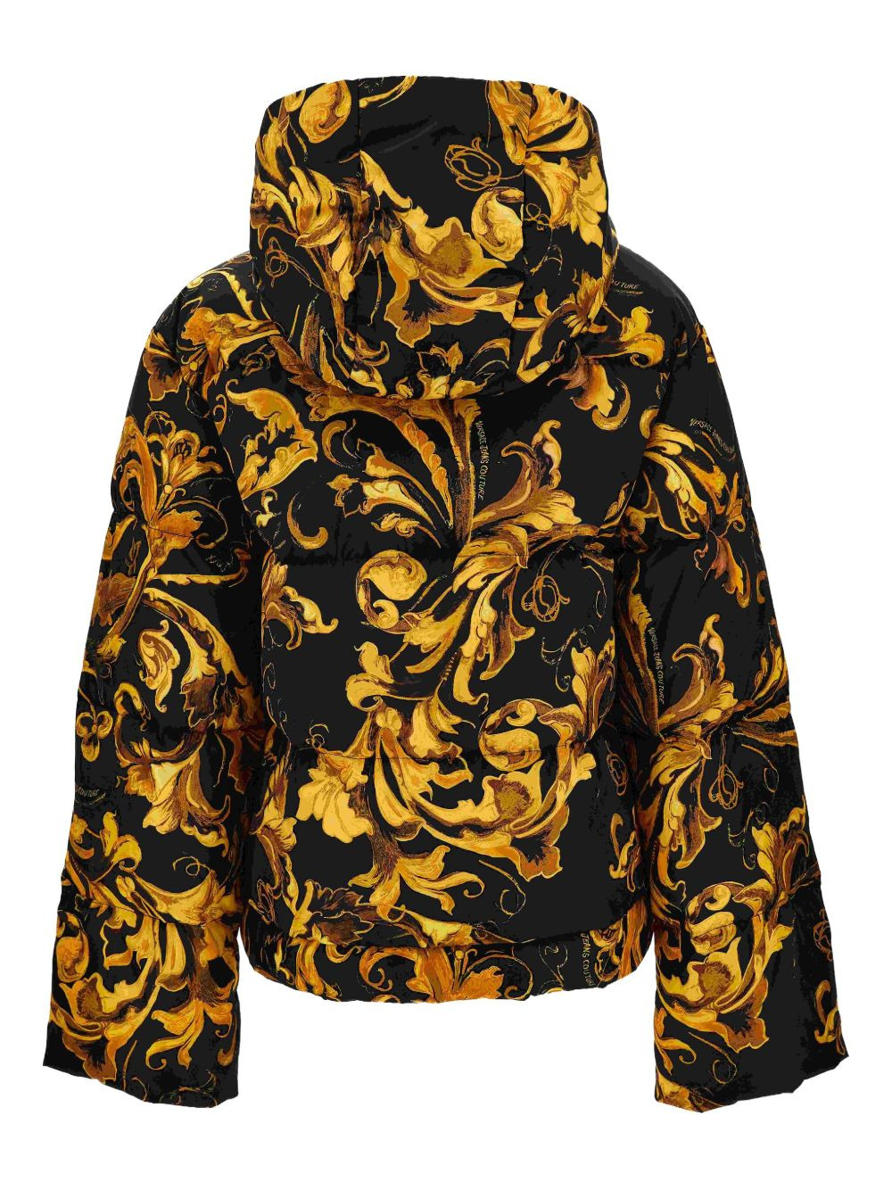 baroque-print hooded puffer jacket - 2